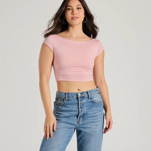 Back It Up Short Sleeve Strappy Crop Top