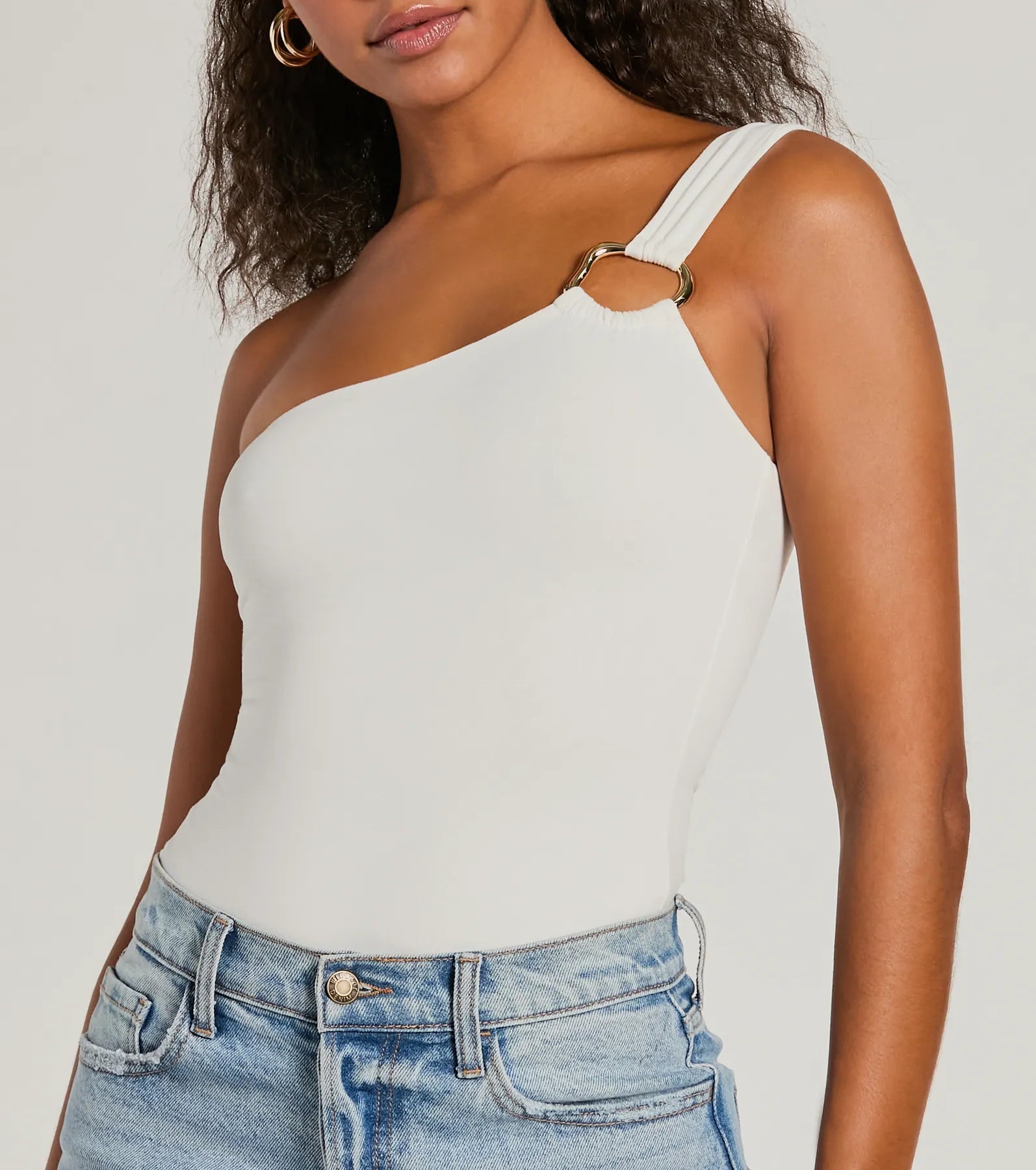 Perfect Piece One-Shoulder Hoop Bodysuit - Image 4