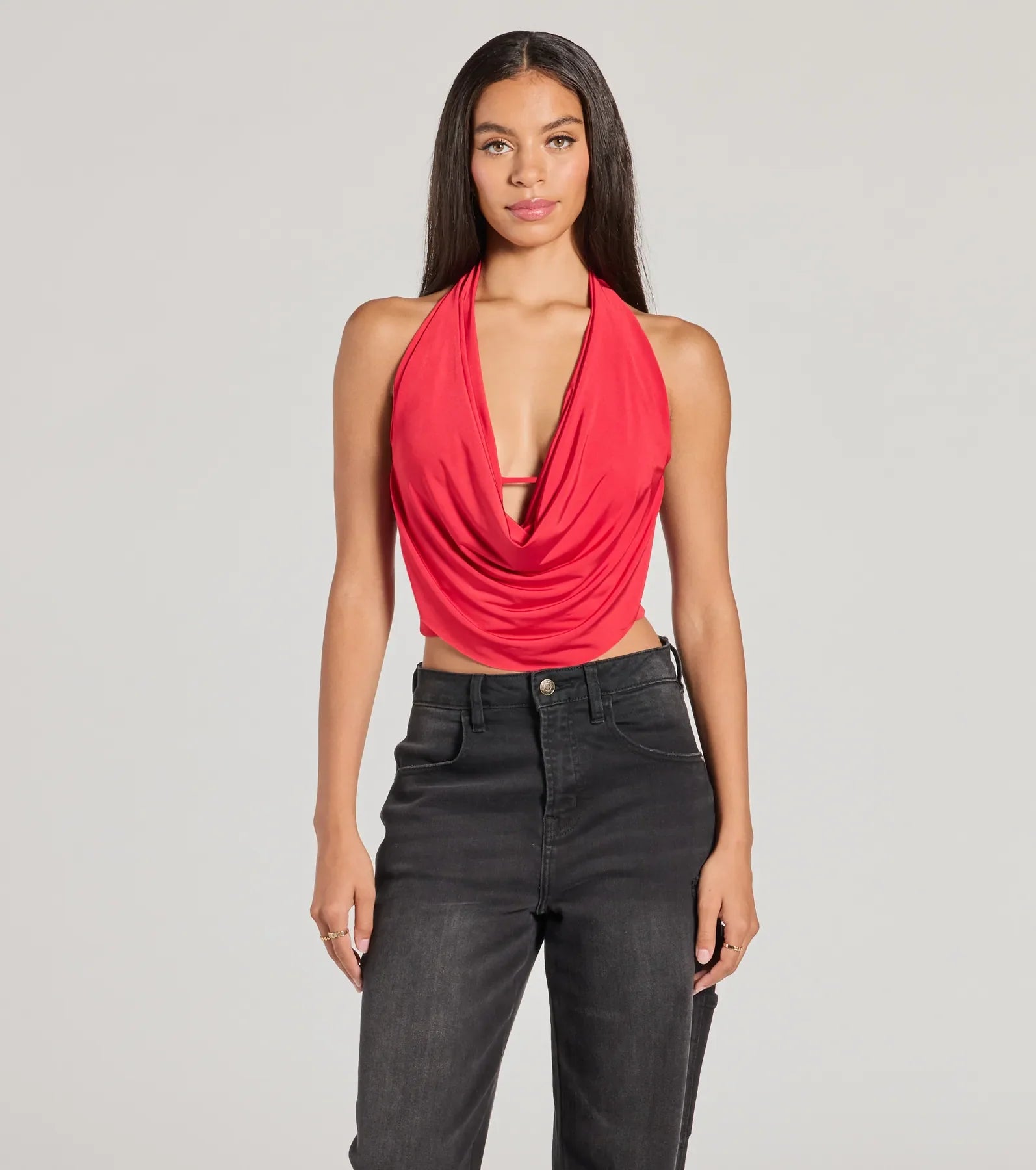 Take The Plunge Sleeveless Halter Crop Top - Image 14