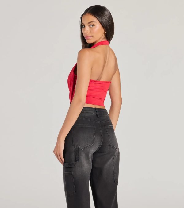 Take The Plunge Sleeveless Halter Crop Top - Image 15