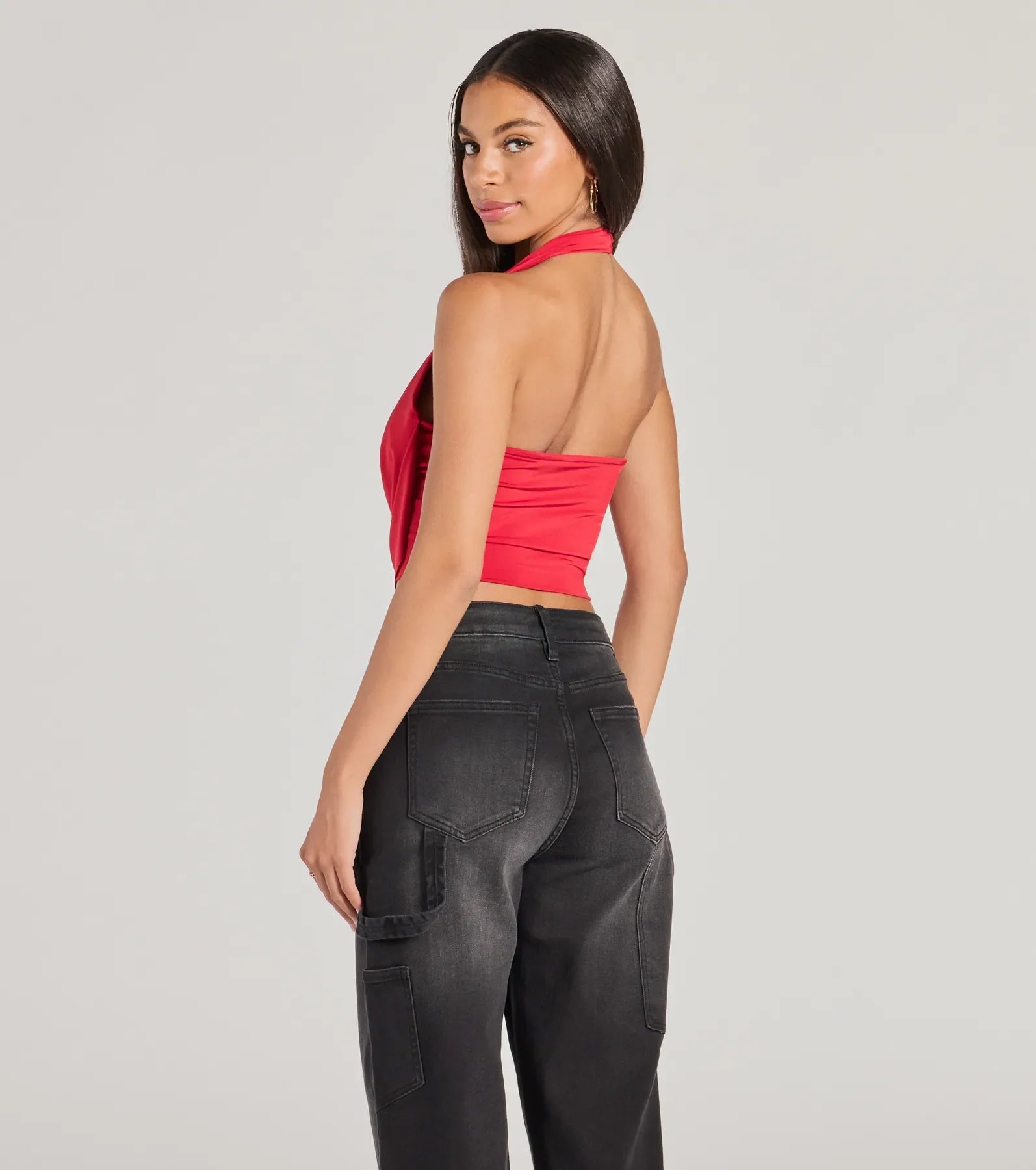 Take The Plunge Sleeveless Halter Crop Top - Image 15