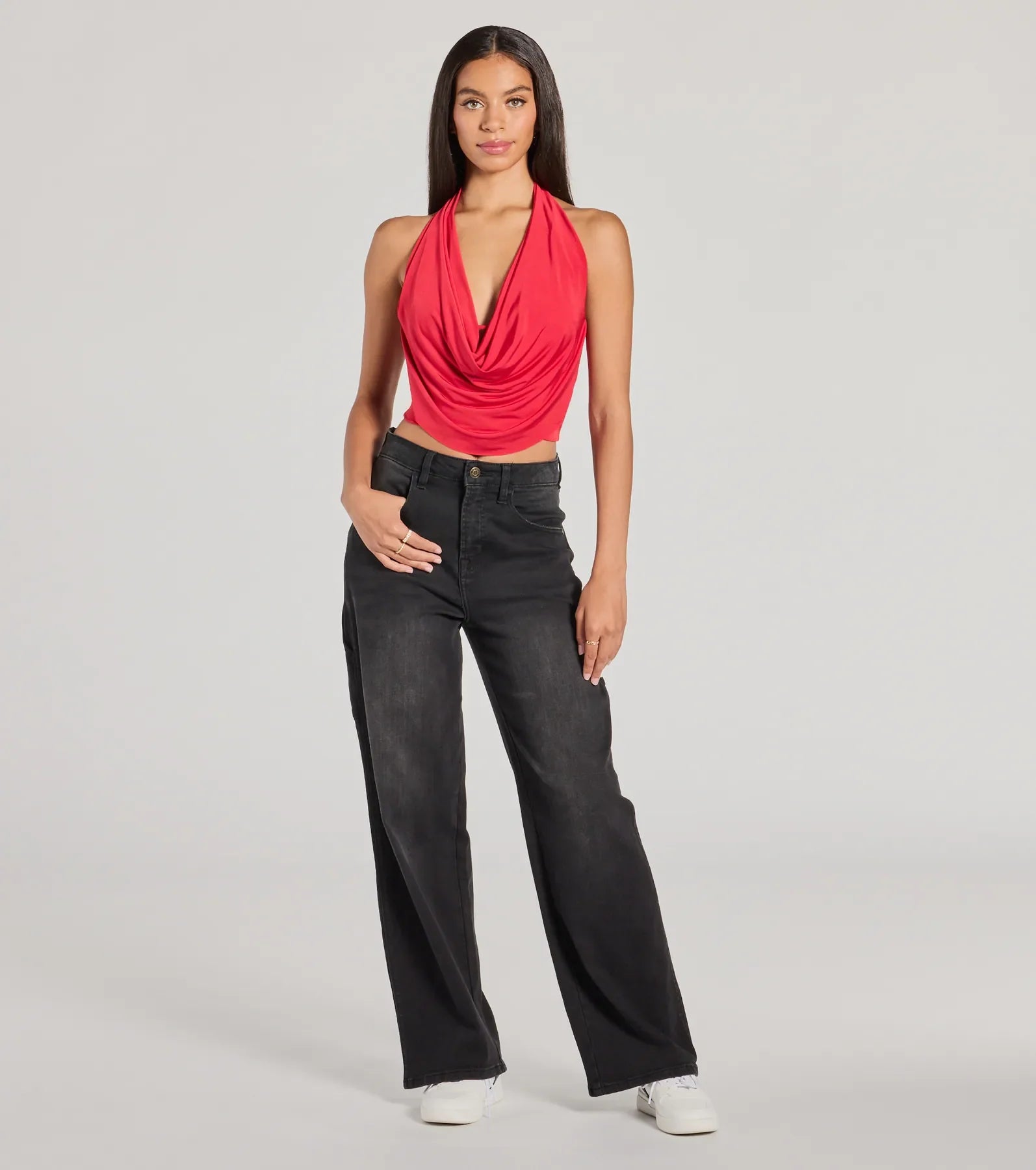 Take The Plunge Sleeveless Halter Crop Top - Image 16