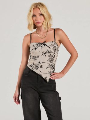 Bring The Romance Flocked Velvet Floral Crop Top