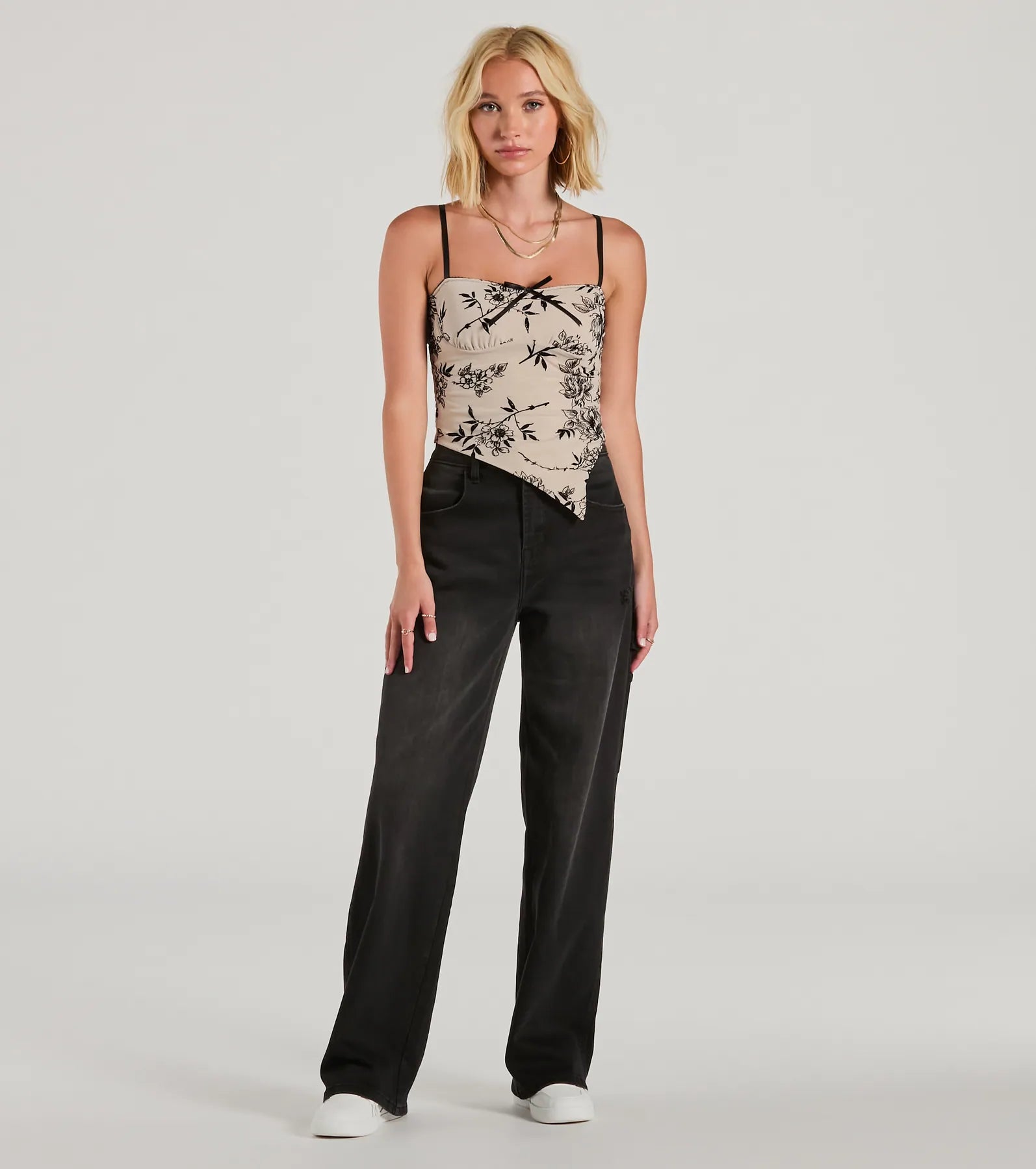 Bring The Romance Flocked Velvet Floral Crop Top - Image 3