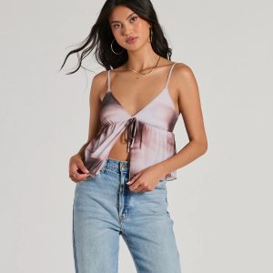 Feeling Playful V-Neck Abstract Babydoll Crop Top