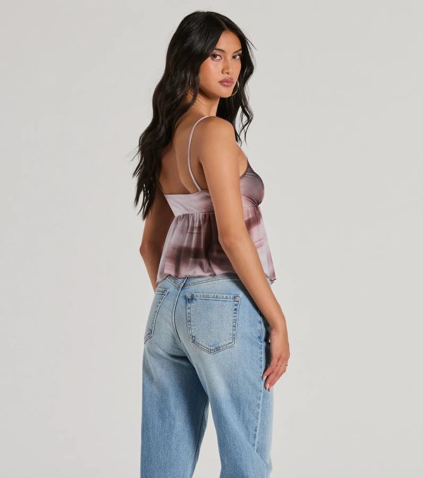 Feeling Playful V-Neck Abstract Babydoll Crop Top - Image 2