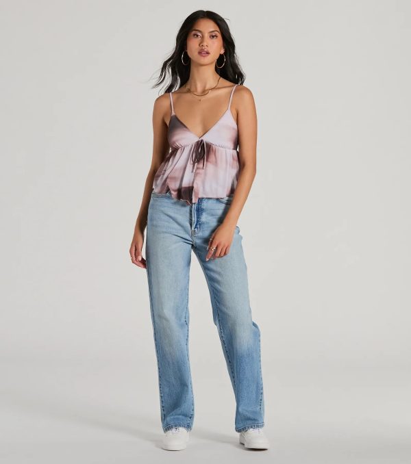 Feeling Playful V-Neck Abstract Babydoll Crop Top - Image 3
