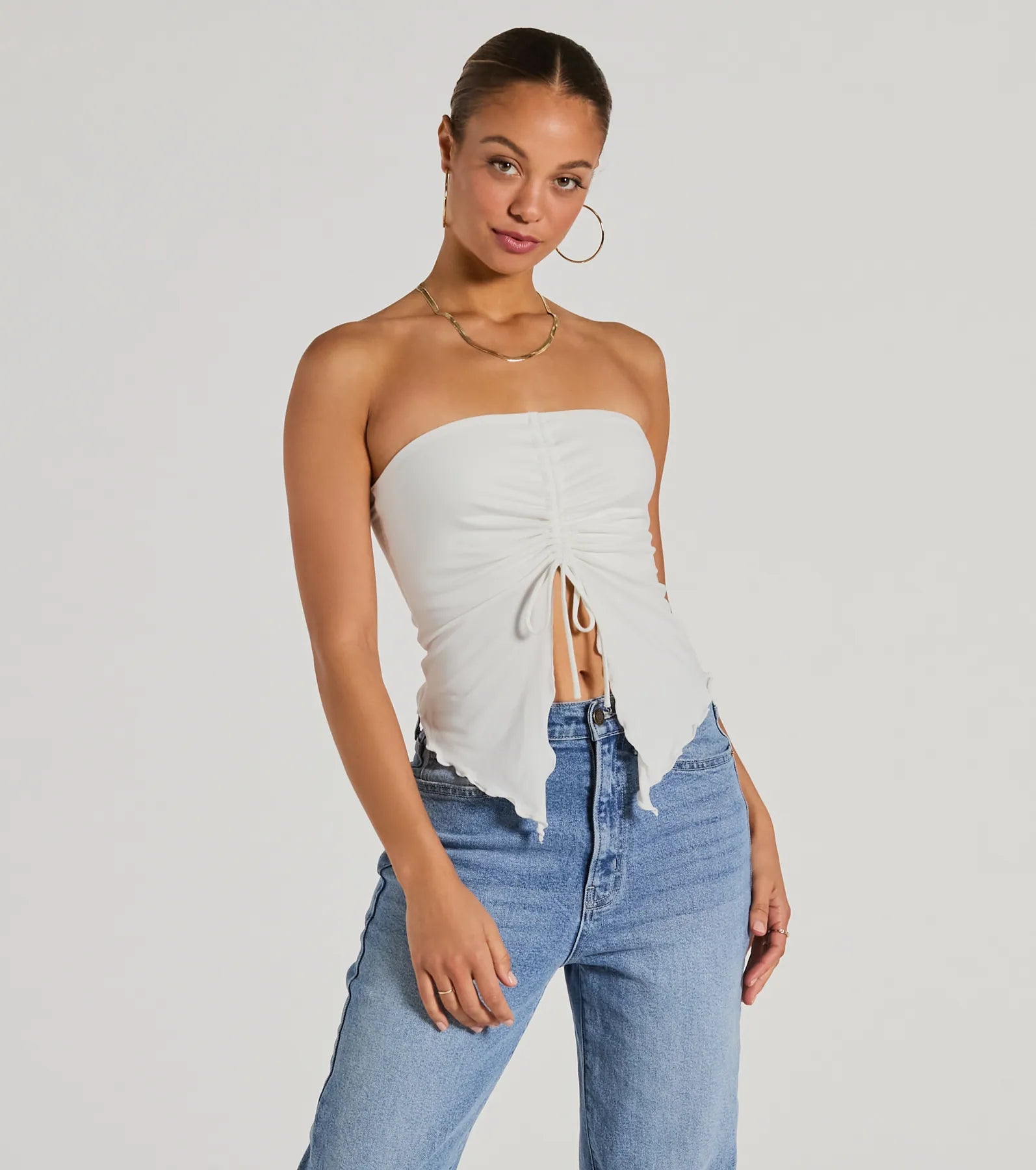 Hit The City Strapless Slit Crop Top - Image 5