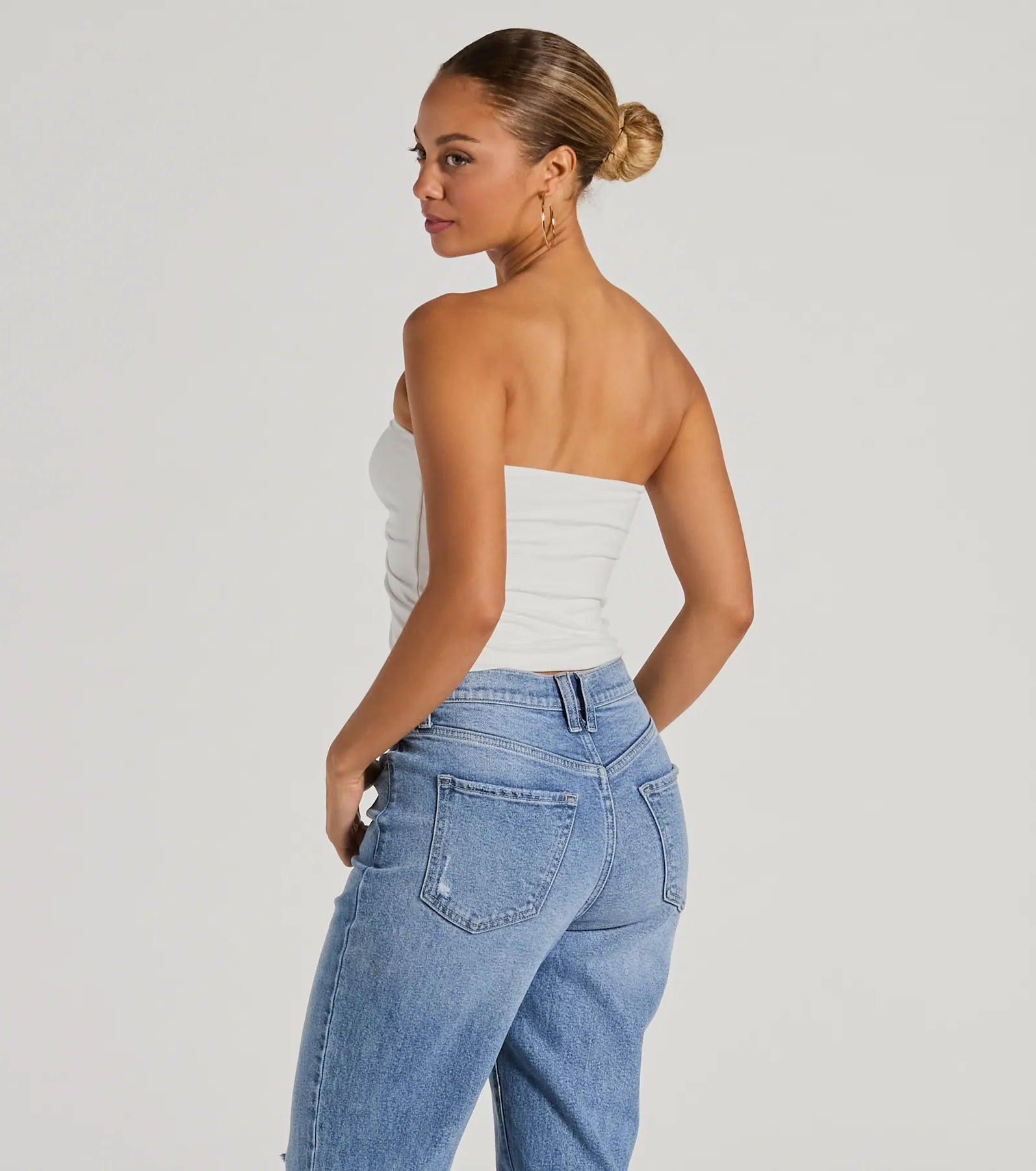 Hit The City Strapless Slit Crop Top - Image 6