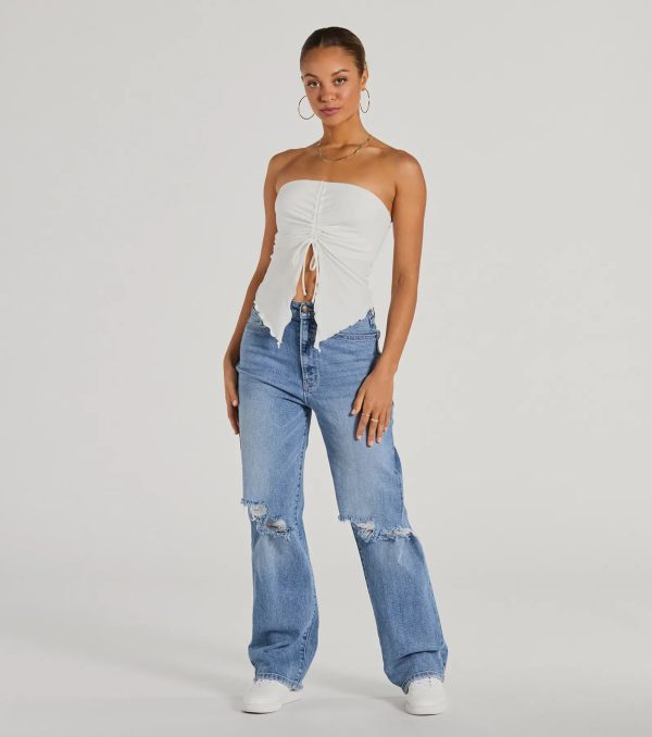 Hit The City Strapless Slit Crop Top - Image 8