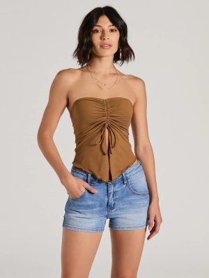 Hit The City Strapless Slit Crop Top