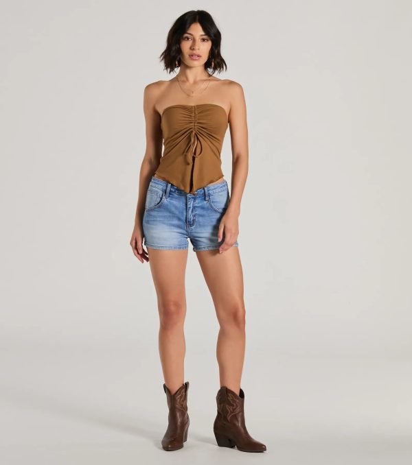 Hit The City Strapless Slit Crop Top - Image 3