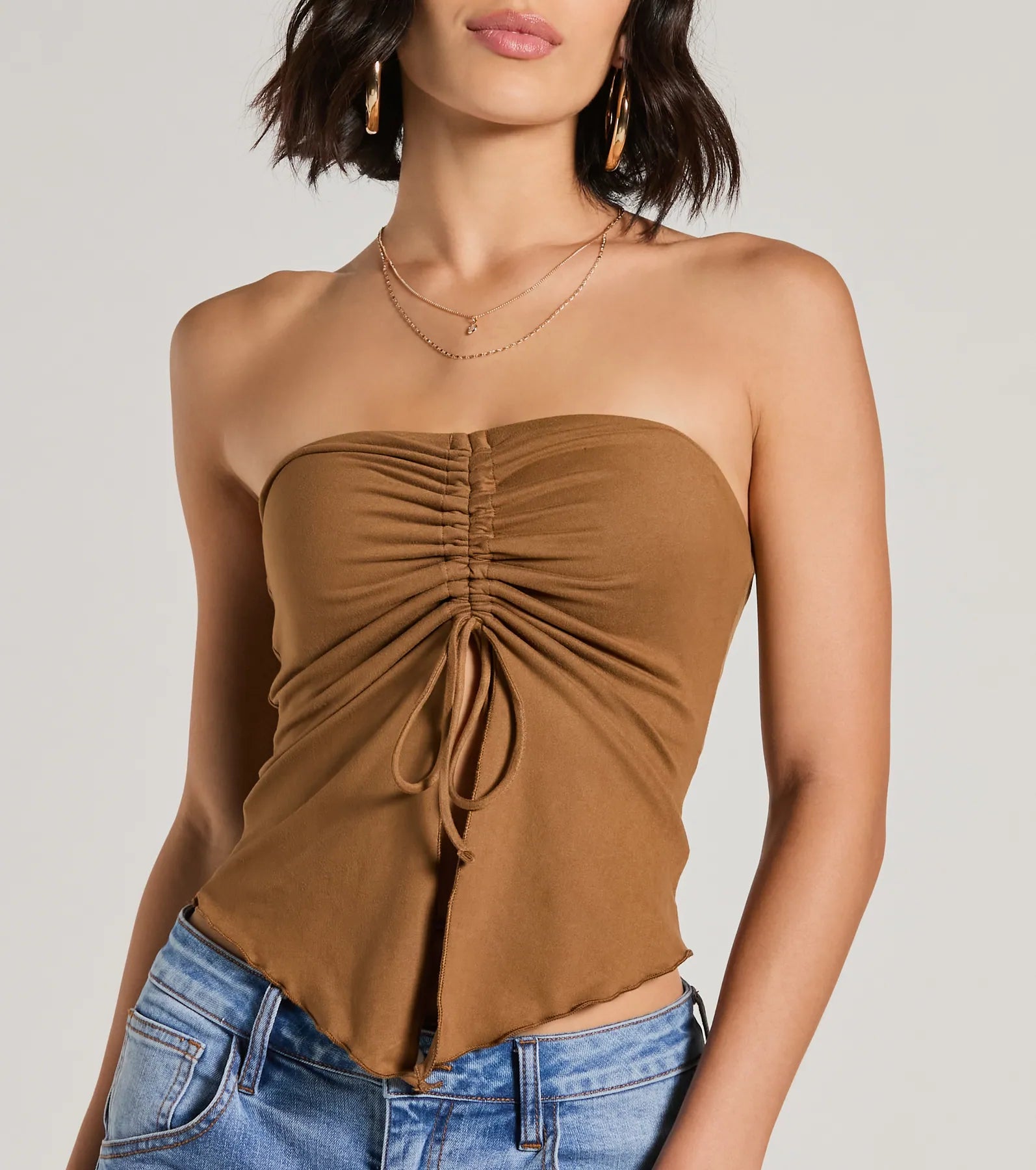 Hit The City Strapless Slit Crop Top - Image 4