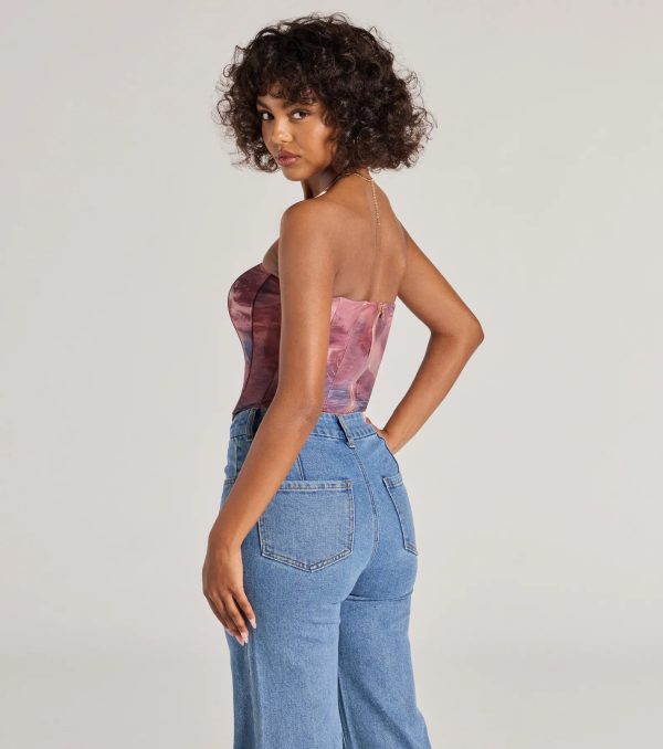 Keep It Alluring Abstract Mesh Strapless Bustier Top - Image 2