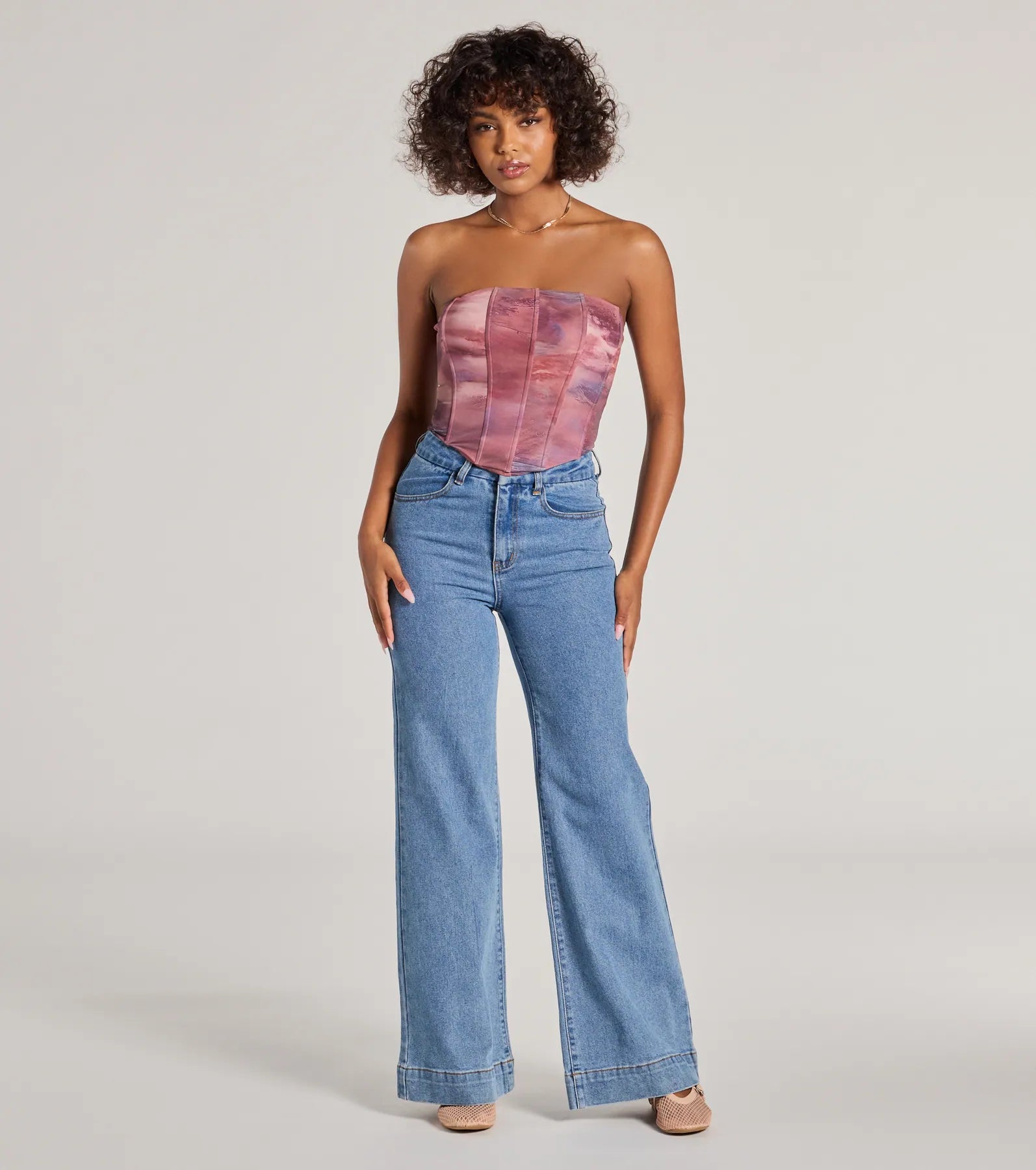Keep It Alluring Abstract Mesh Strapless Bustier Top - Image 3