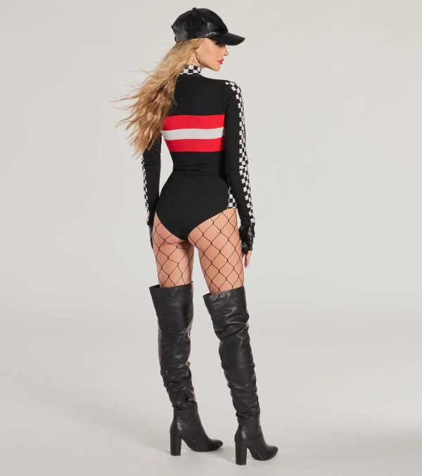 Racing Hottie Long Sleeve Checkered Bodysuit - Image 2