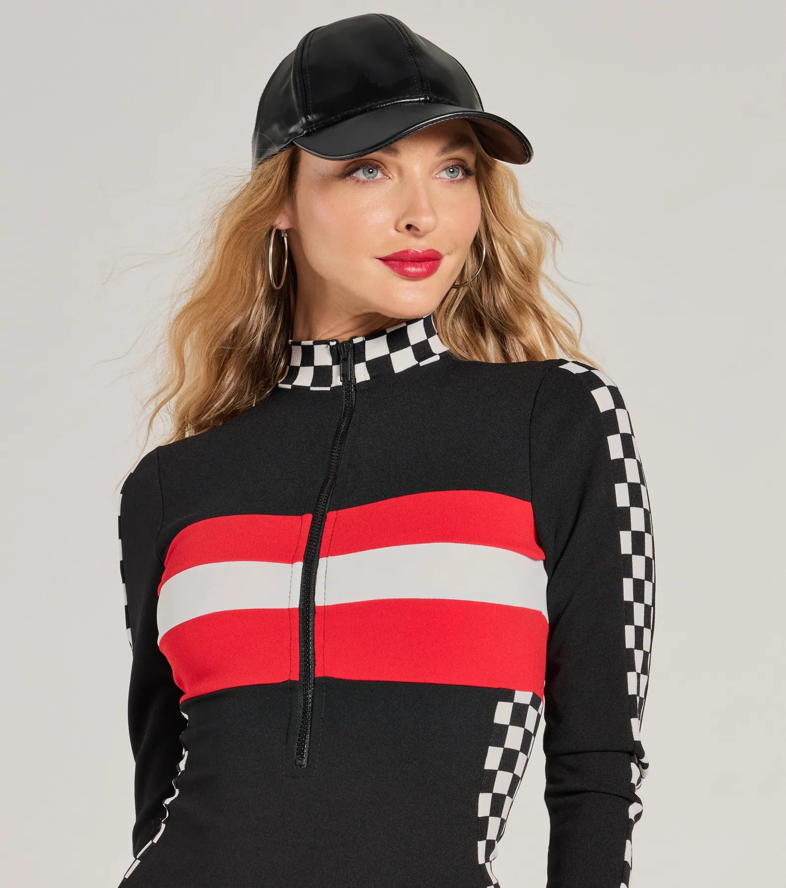 Racing Hottie Long Sleeve Checkered Bodysuit - Image 3