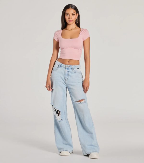 The View And You Short Sleeve Tie Back Crop Top - Image 7