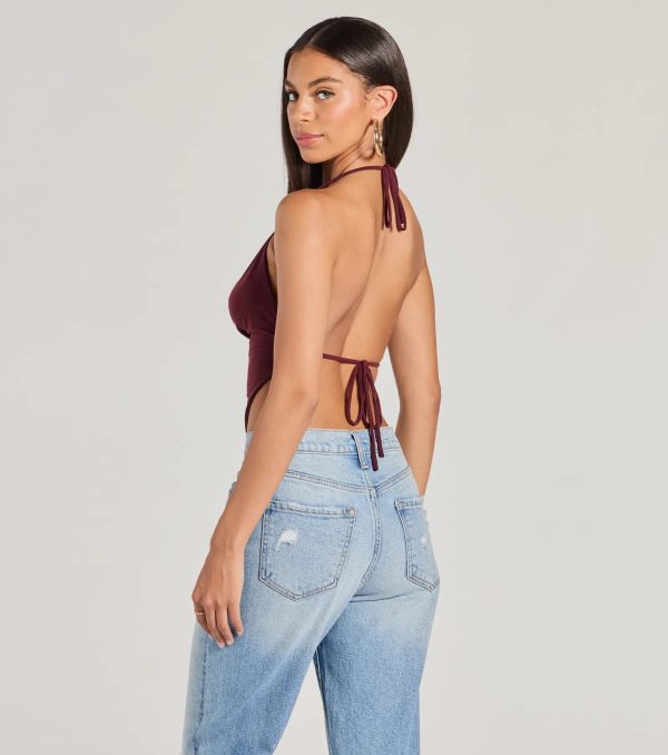 Sunny Day Cute Halter Open Back Crop Top - Image 2