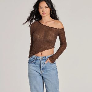 Trend Allure Long Sleeve Asymmetrical Crop Top