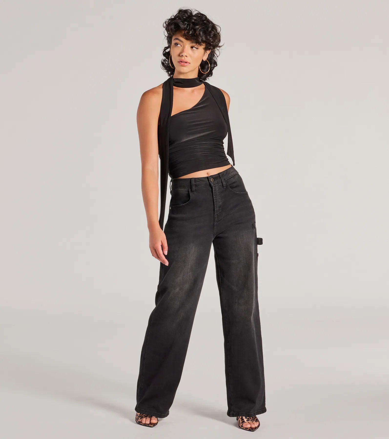 It-Girl Style One-Shoulder Neck Tie Knit Top - Image 8