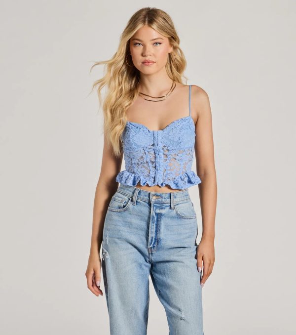 Dream Romance Sweetheart Floral Lace Peplum Top - Image 5