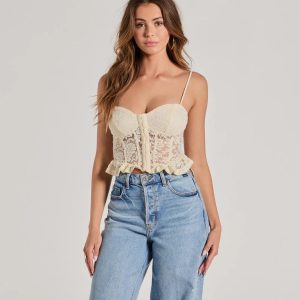 Dream Romance Sweetheart Floral Lace Peplum Top