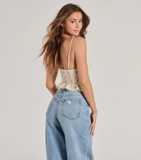 Dream Romance Sweetheart Floral Lace Peplum Top - Image 2