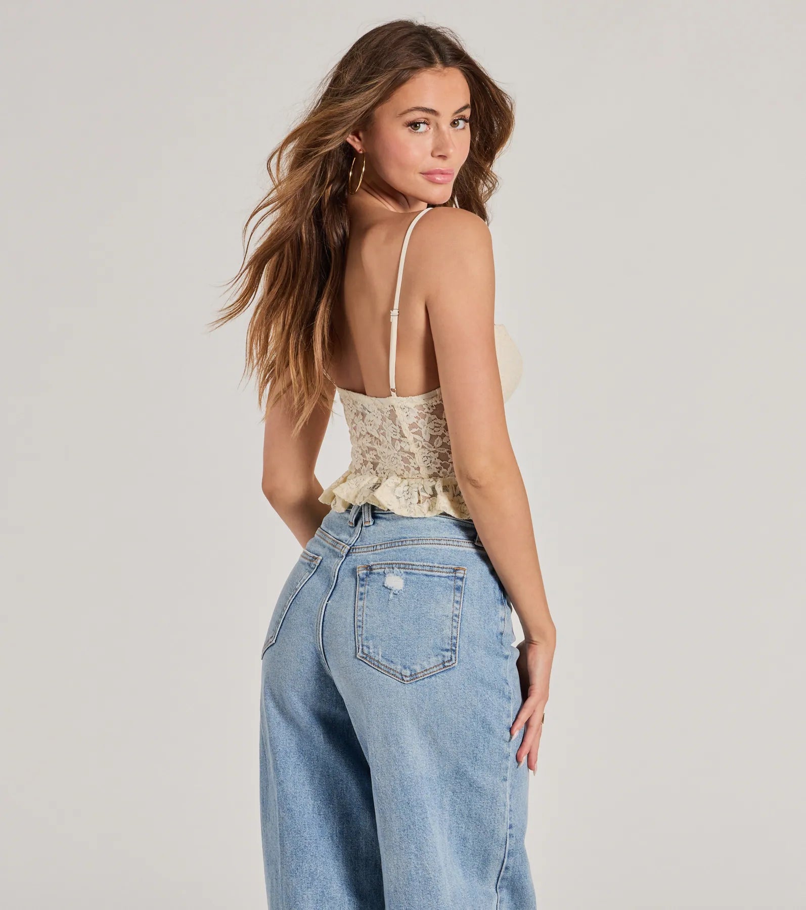 Dream Romance Sweetheart Floral Lace Peplum Top - Image 2