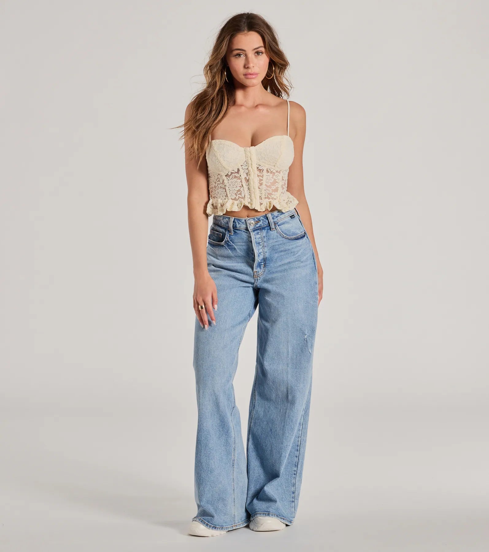 Dream Romance Sweetheart Floral Lace Peplum Top - Image 3