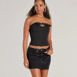 Trendy Edge Buckle Strap Tube Top