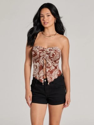 Paisley Babe Strapless Slit Crop Top