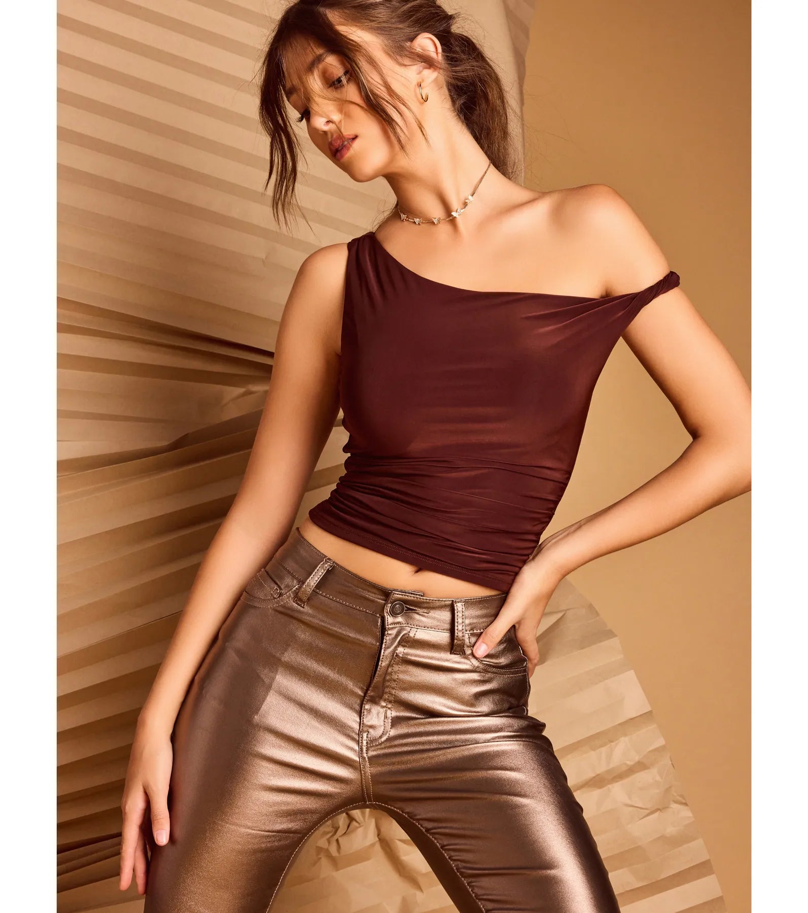 Confident Flirt One-Shoulder Crop Top - Image 10
