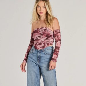 Floral Fantasy Long Sleeve Mesh Bustier