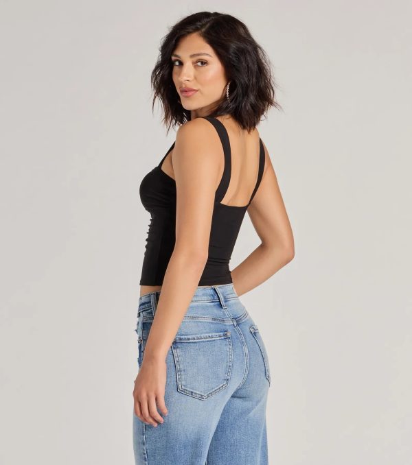 Chic Illusion Plunge Cutout Ruched Tank Top - Image 6