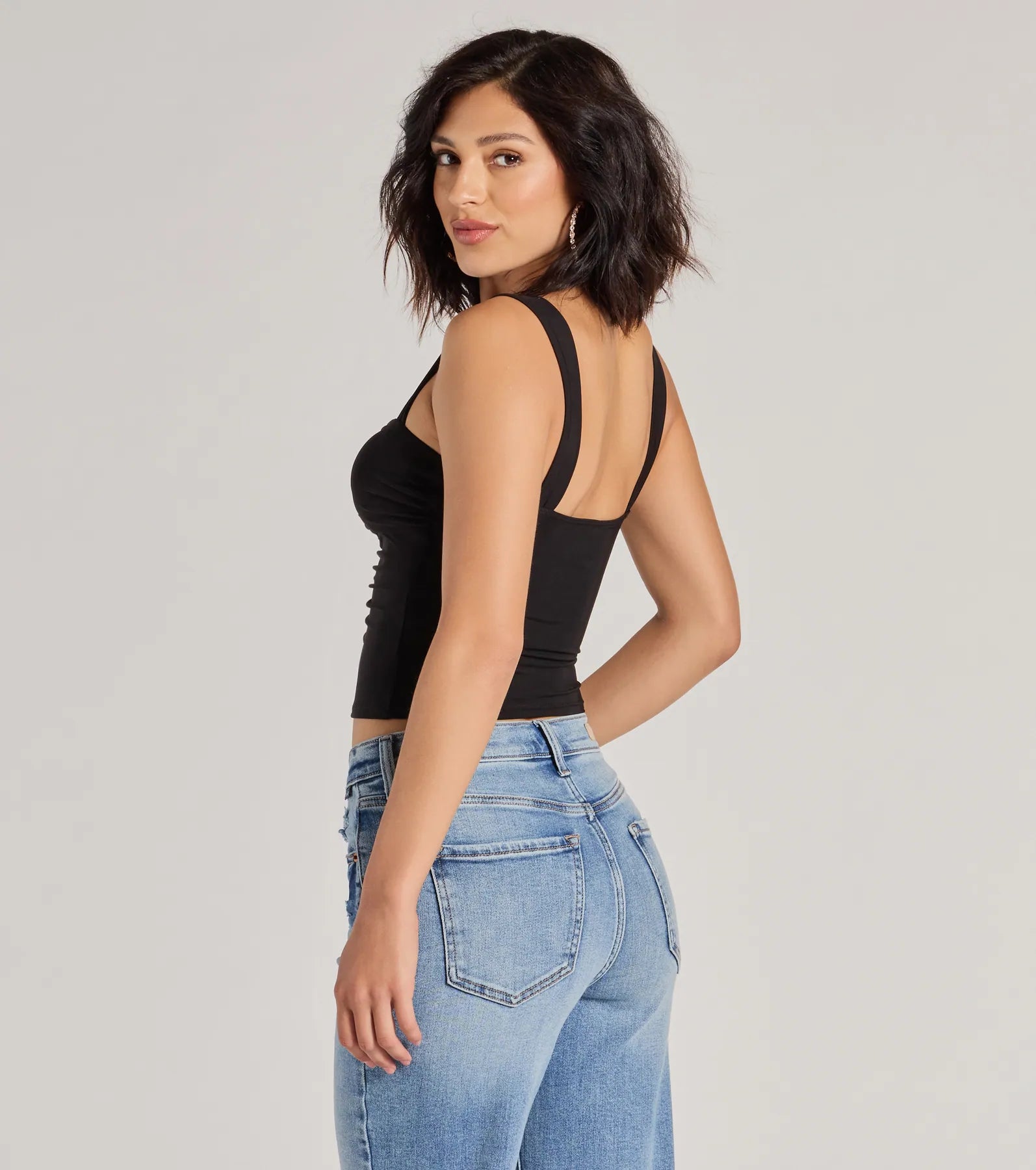 Chic Illusion Plunge Cutout Ruched Tank Top - Image 6