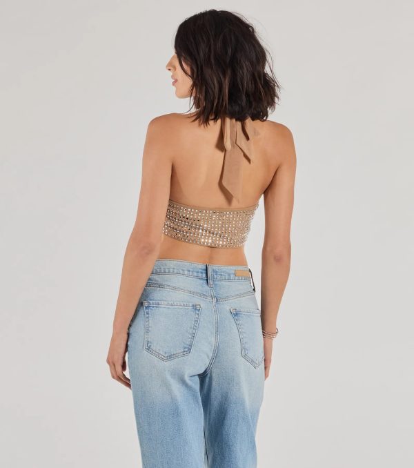 Party Diva Cropped Rhinestone Halter Top - Image 11