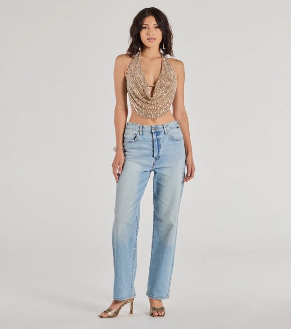 Party Diva Cropped Rhinestone Halter Top - Image 12