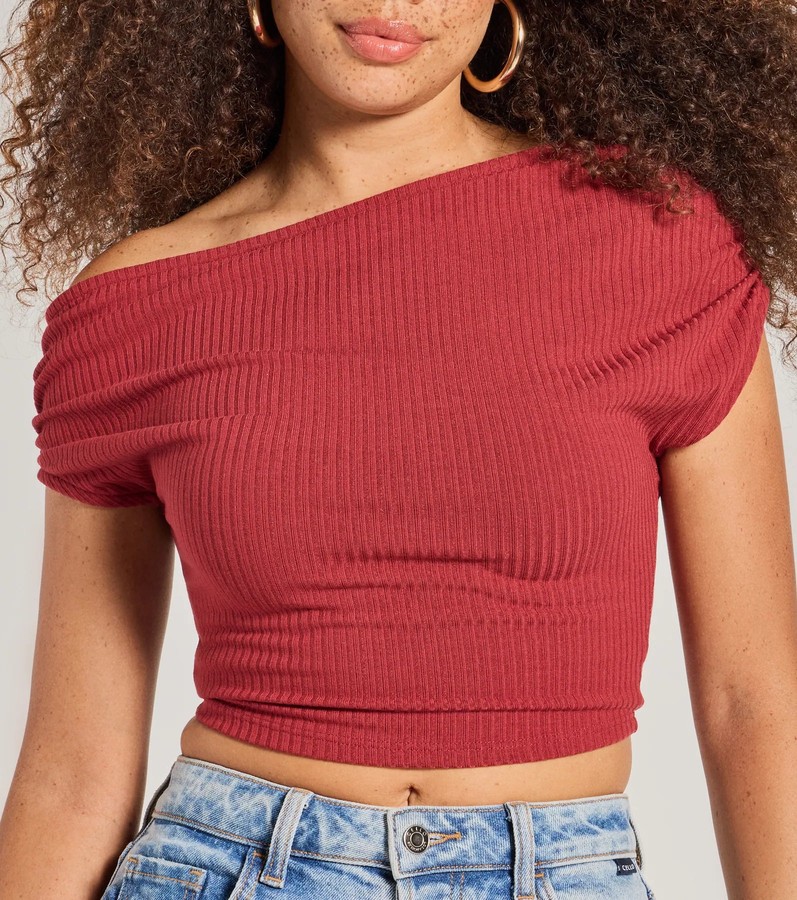 Elevated Fave One-Shoulder Short Sleeve Top - Image 3