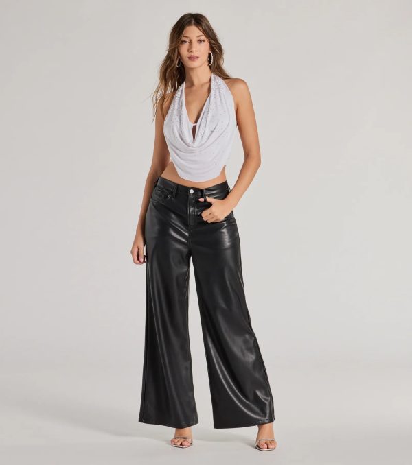Dazzle Nights Sleeveless Rhinestone Crop Top - Image 3