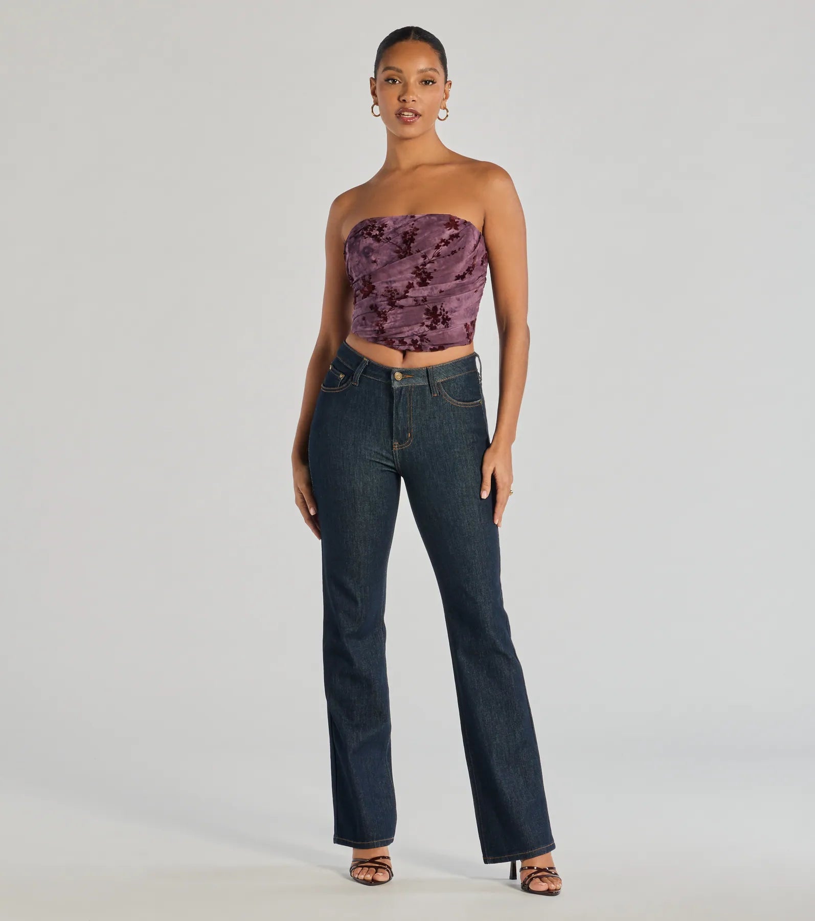 Floral Passion Ruched Cropped Corset Top - Image 3