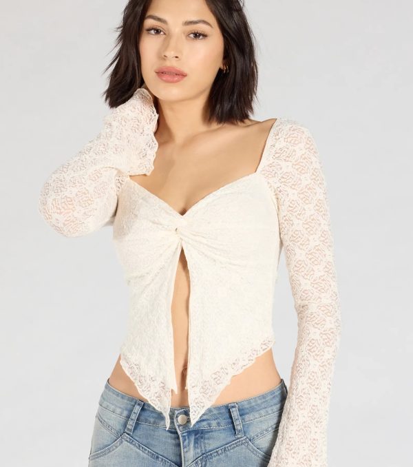 Irresistible Flair Lace Long Sleeve Crop Top - Image 9