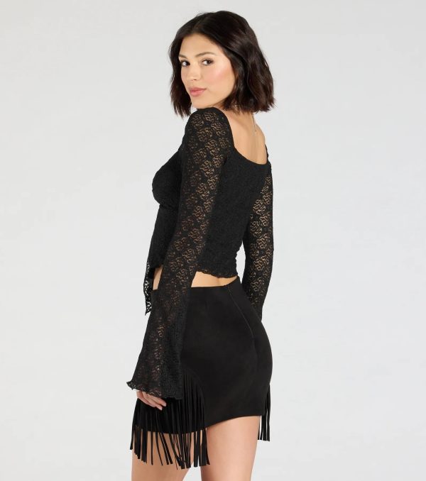 Irresistible Flair Lace Long Sleeve Crop Top - Image 3