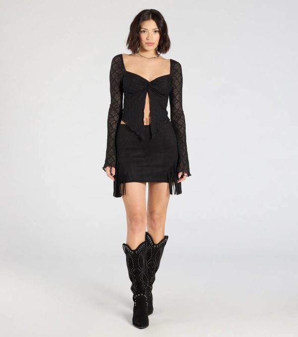 Irresistible Flair Lace Long Sleeve Crop Top - Image 4