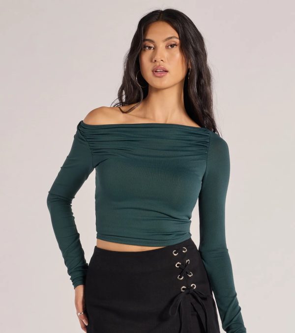 Casual Icon Off-The-Shoulder Long Sleeve Top - Image 5