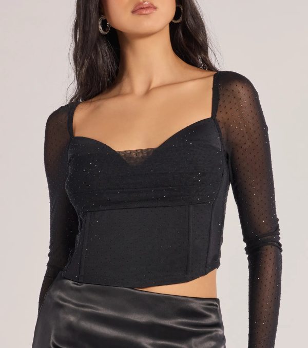 Dazzling Chic Long Sleeve Rhinestone Corset - Image 4