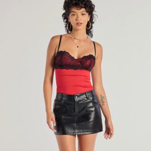 Alluring Glam Lace Bust Strappy Back Top