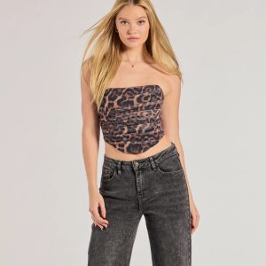 Roaring Glam Sleeveless Leopard Print Cropped Corset