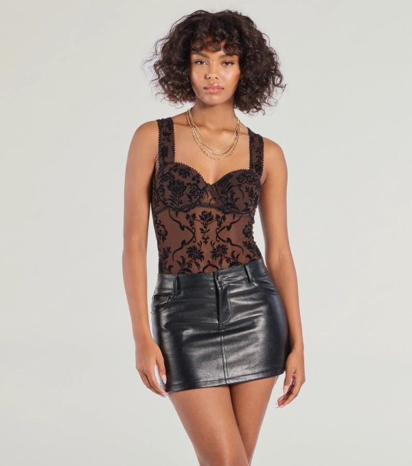 Floral Stunner Flocked Bustier Bodysuit - Image 6
