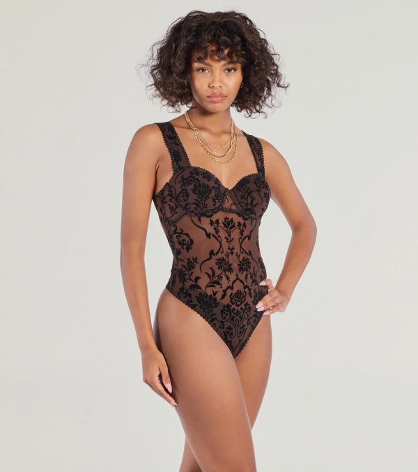 Floral Stunner Flocked Bustier Bodysuit - Image 7